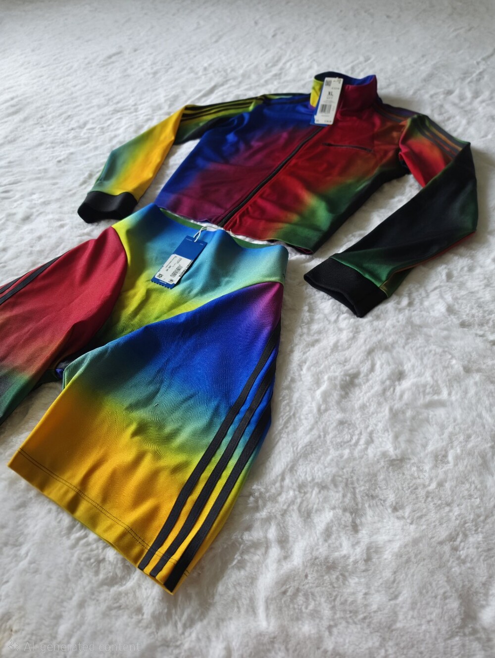 NWT Adidas Originals x Paolina Russo Crop Track Jacket & Bike Shorts Set | XL - Picture 2 of 4